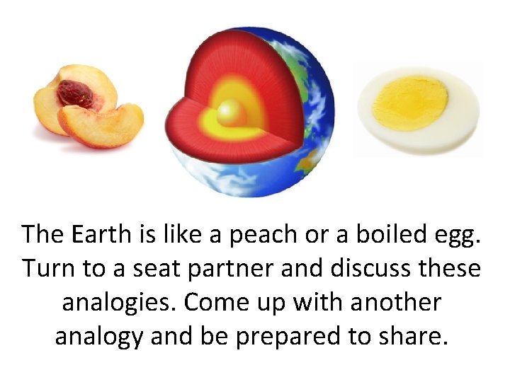 The Earth is like a peach or a boiled egg. Turn to a seat