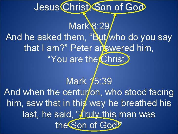 Jesus Christ, Son of God Mark 8: 29 And he asked them, “But who