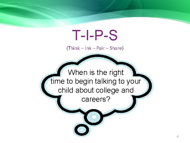 T-I-P-S (Think – Ink – Pair – Share) When is the right time to