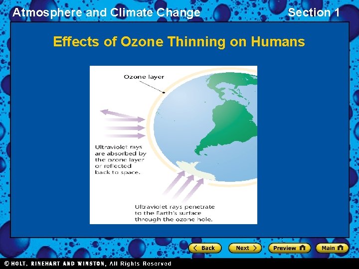 Atmosphere and Climate Change Section 1 Effects of Ozone Thinning on Humans 
