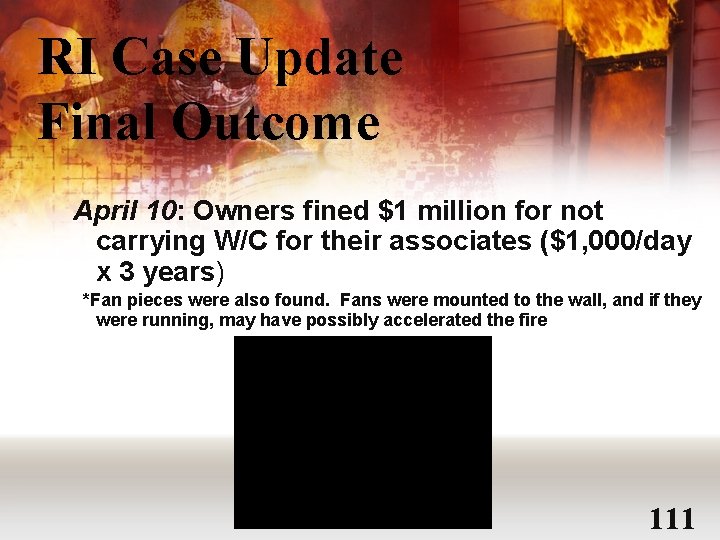 RI Case Update Final Outcome April 10: Owners fined $1 million for not carrying