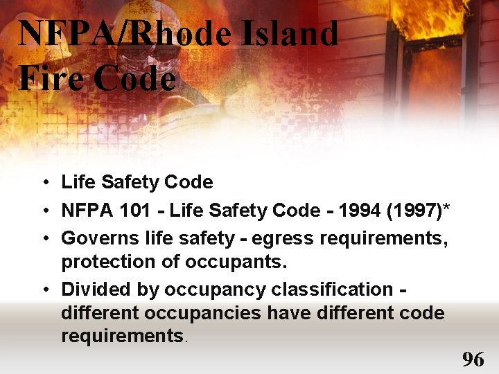 NFPA/Rhode Island Fire Code • Life Safety Code • NFPA 101 - Life Safety