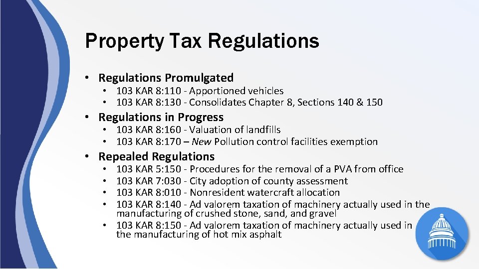 Property Tax Regulations • Regulations Promulgated • 103 KAR 8: 110 - Apportioned vehicles