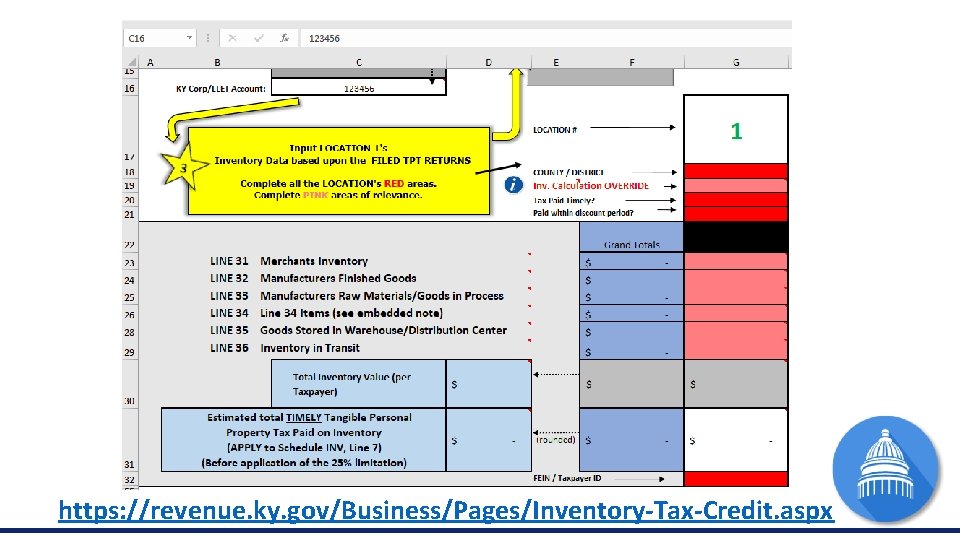 Office of Tax Policy and Regulation https: //revenue. ky. gov/Business/Pages/Inventory-Tax-Credit. aspx 