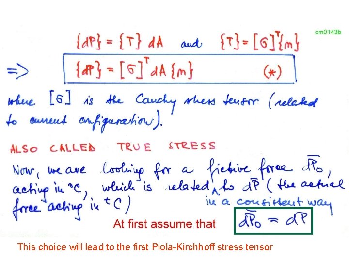 This choice will lead to the first Piola-Kirchhoff stress tensor 