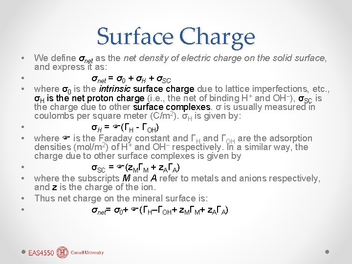 Surface Charge • • • We define σnet as the net density of electric Surface Charge • • • We define σnet as the net density of electric