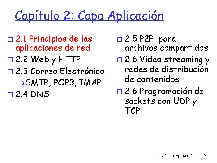 Capítulo 2: Capa Aplicación 2. 1 Principios de las aplicaciones de red 2. 2