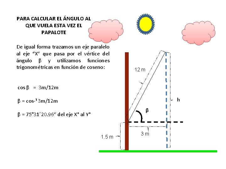 PARA CALCULAR EL ÁNGULO AL QUE VUELA ESTA VEZ EL PAPALOTE De igual forma