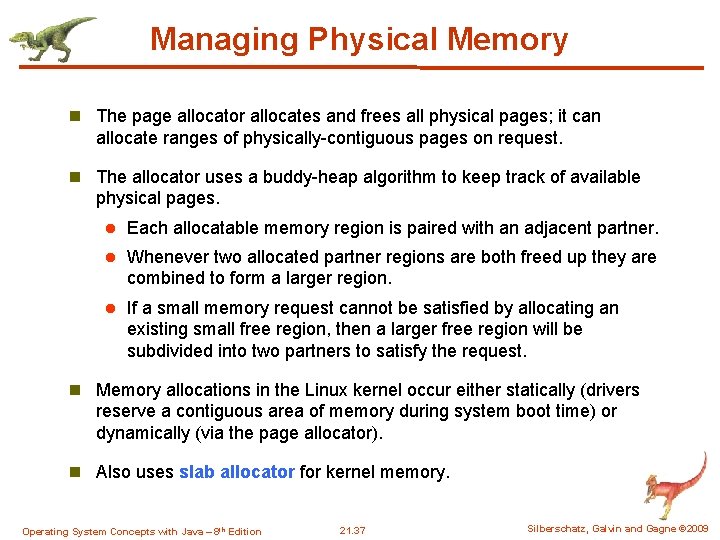Managing Physical Memory n The page allocator allocates and frees all physical pages; it Managing Physical Memory n The page allocator allocates and frees all physical pages; it