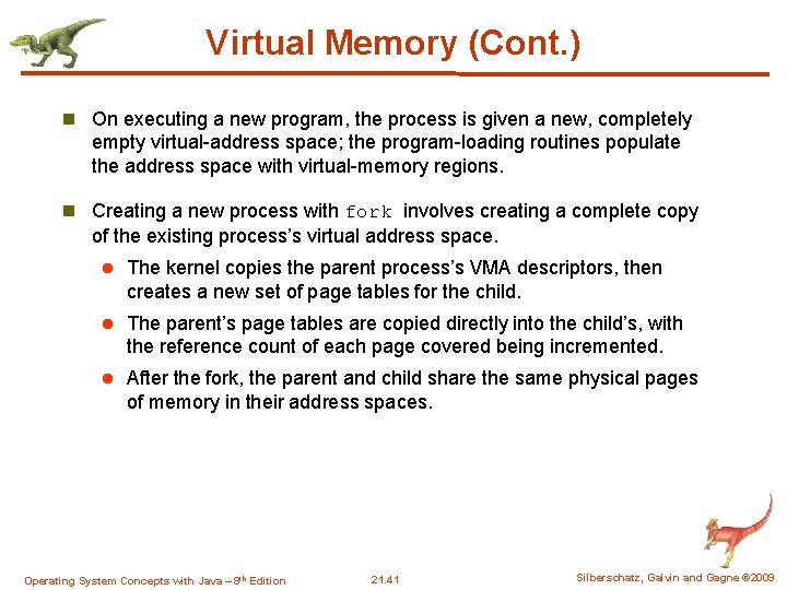 Virtual Memory (Cont. ) n On executing a new program, the process is given Virtual Memory (Cont. ) n On executing a new program, the process is given