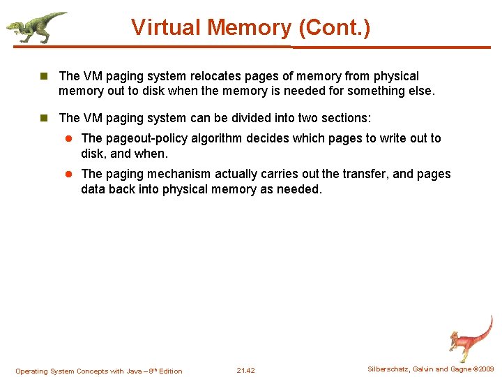 Virtual Memory (Cont. ) n The VM paging system relocates pages of memory from Virtual Memory (Cont. ) n The VM paging system relocates pages of memory from