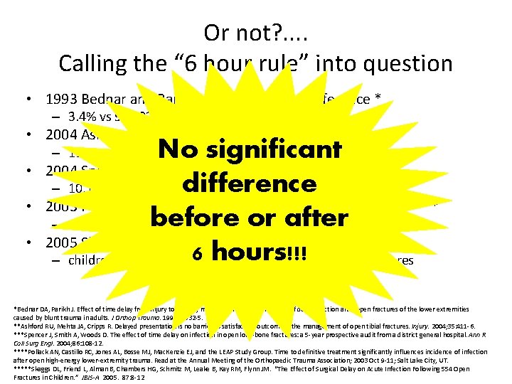Or not? . . Calling the “ 6 hour rule” into question • 1993