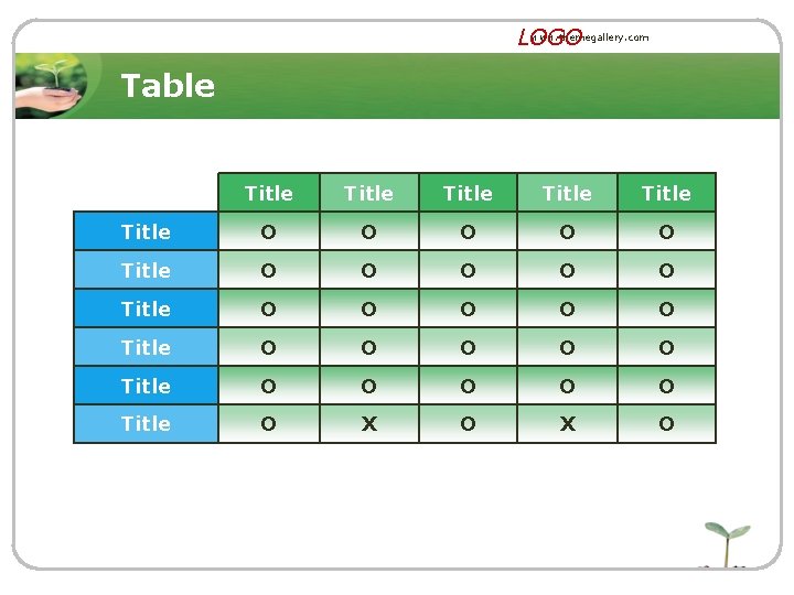www. themegallery. com LOGO Table Title Title O O O O O Title O