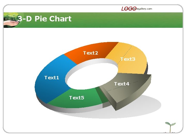 www. themegallery. com LOGO 3 -D Pie Chart Text 2 Text 3 Text 1