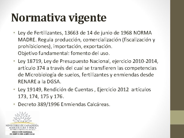 Normativa vigente • Ley de Fertilizantes, 13663 de 14 de junio de 1968 NORMA Normativa vigente • Ley de Fertilizantes, 13663 de 14 de junio de 1968 NORMA