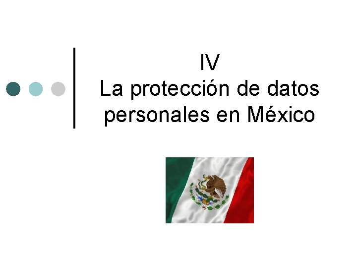IV La protección de datos personales en México IV La protección de datos personales en México