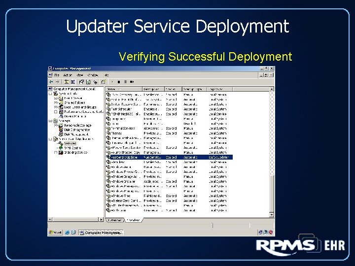 Updater Service Deployment Verifying Successful Deployment 