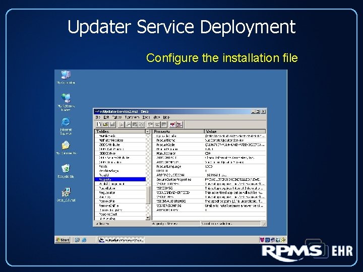 Updater Service Deployment Configure the installation file 