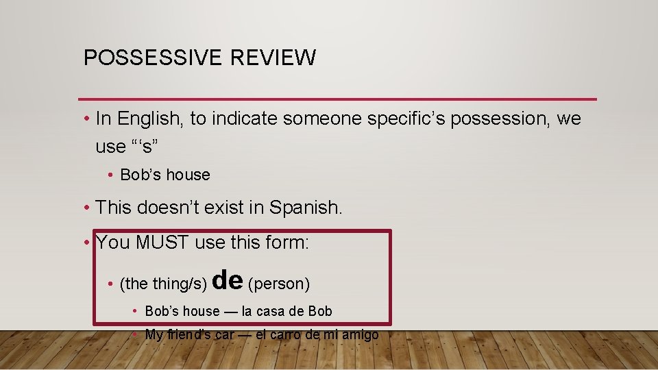 Else's TOPIC YOGO VERBS AND REVIEW OF POSSESSIVES ESSENTIAL