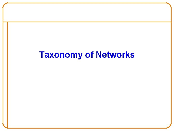 Taxonomy of Networks 