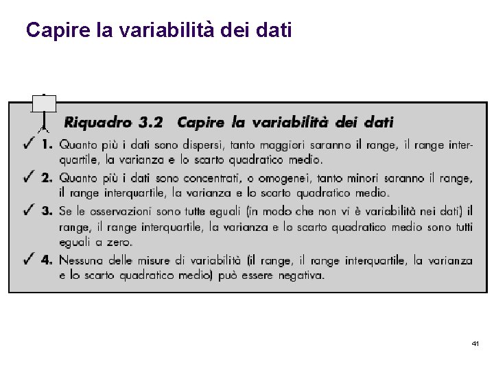 Capire la variabilità dei dati 41 