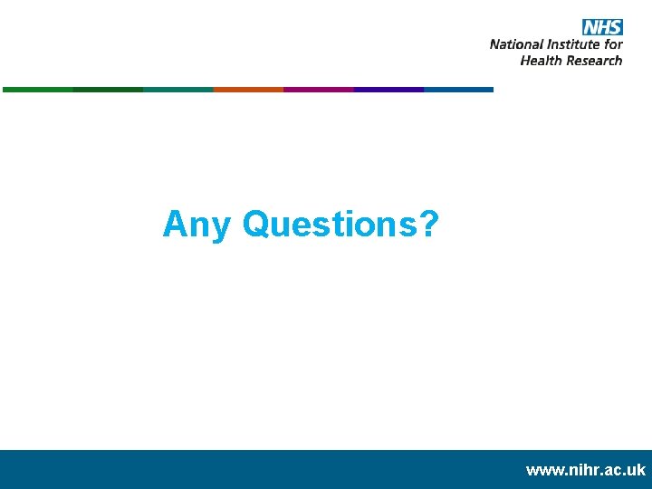 Any Questions? www. nihr. ac. uk 