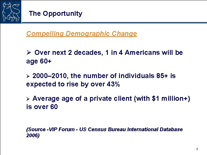 The Opportunity Compelling Demographic Change Ø Over next 2 decades, 1 in 4 Americans
