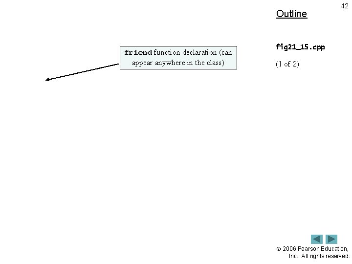 Outline friend function declaration (can appear anywhere in the class) 42 fig 21_15. cpp