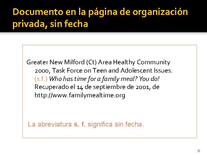 Documento en la página de organización privada, sin fecha Greater New Milford (Ct) Area