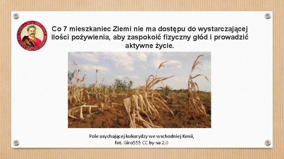 Co 7 mieszkaniec Ziemi nie ma dostępu do wystarczającej ilości pożywienia, aby zaspokoić fizyczny