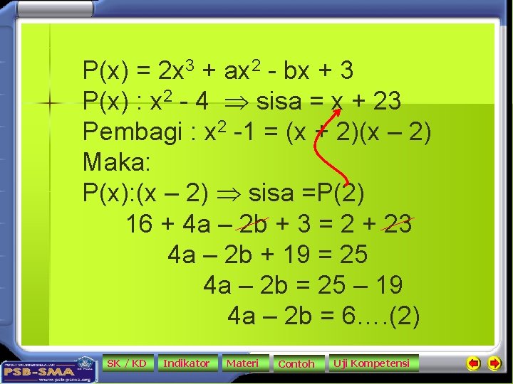 P(x) = 2 x 3 + ax 2 - bx + 3 P(x) :