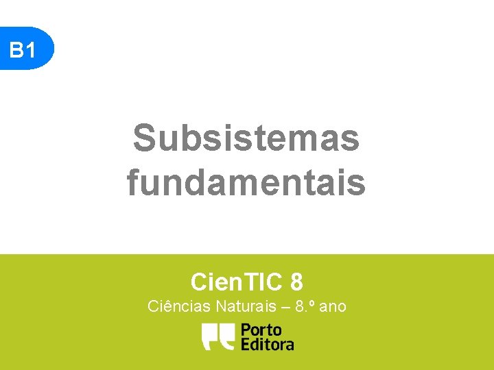 B 1 Subsistemas fundamentais Cien. TIC 8 Ciências Naturais – 8. º ano 