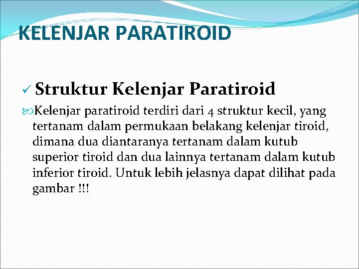 KELENJAR PARATIROID ü Struktur Kelenjar Paratiroid Kelenjar paratiroid terdiri dari 4 struktur kecil, yang