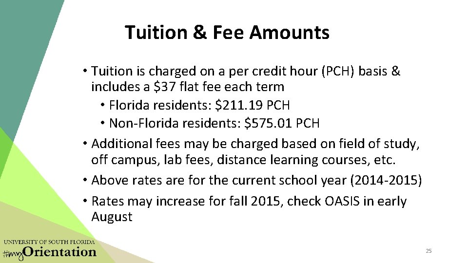 Tuition & Fee Amounts • Tuition is charged on a per credit hour (PCH) Tuition & Fee Amounts • Tuition is charged on a per credit hour (PCH)