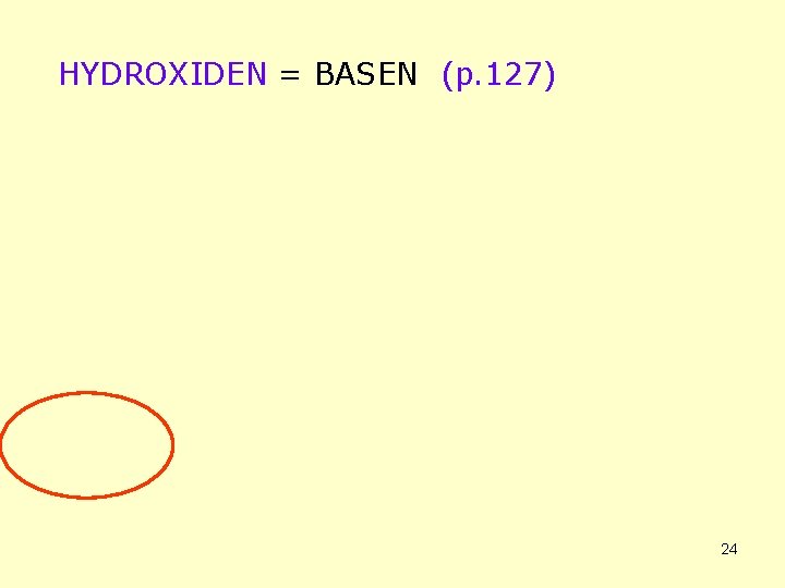 HYDROXIDEN = BASEN (p. 127) 24 