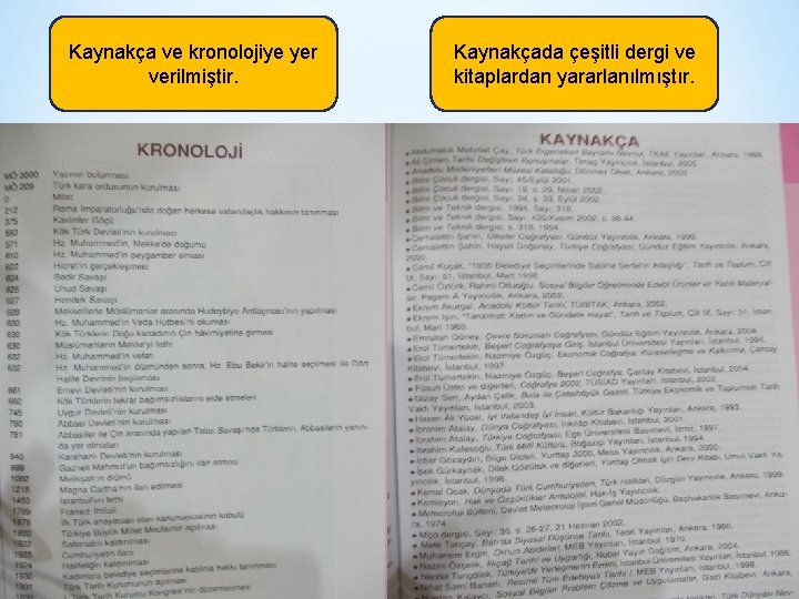 Kaynakça ve kronolojiye yer verilmiştir. Kaynakçada çeşitli dergi ve kitaplardan yararlanılmıştır. 