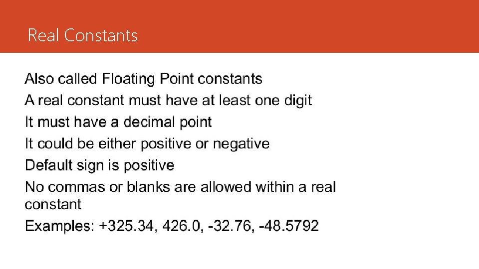 Real Constants Real Constants