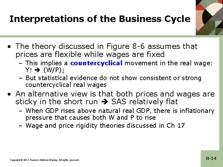 Interpretations of the Business Cycle • The theory discussed in Figure 8 -6 assumes