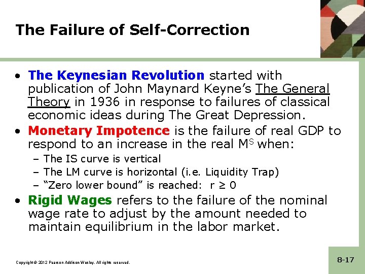 The Failure of Self-Correction • The Keynesian Revolution started with publication of John Maynard