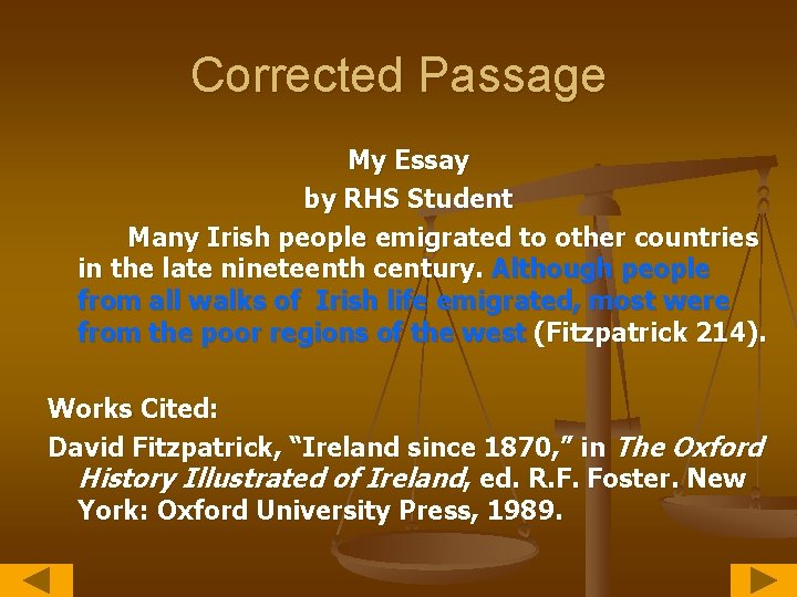 Corrected Passage My Essay by RHS Student Many Irish people emigrated to other countries