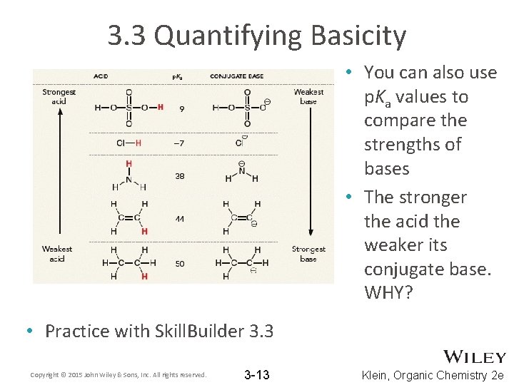 3. 3 Quantifying Basicity • You can also use p. Ka values to compare