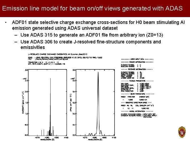 Emission line model for beam on/off views generated with ADAS • ADF 01 state