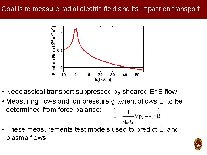 Goal is to measure radial electric field and its impact on transport • Neoclassical