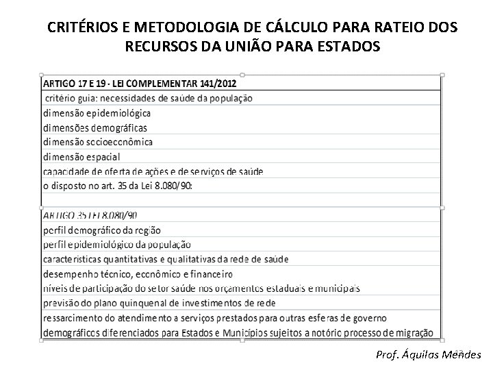 CRITÉRIOS E METODOLOGIA DE CÁLCULO PARA RATEIO DOS RECURSOS DA UNIÃO PARA ESTADOS 13