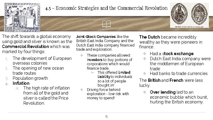 4. 5 - Economic Strategies and the Commercial Revolution The shift towards a global