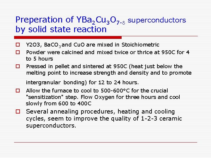 Preperation of YBa 2 Cu 3 O 7 - superconductors by solid state reaction