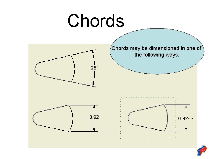 Chords may be dimensioned in one of the following ways. 