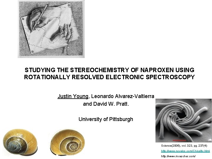 STUDYING THE STEREOCHEMISTRY OF NAPROXEN USING ROTATIONALLY RESOLVED ELECTRONIC SPECTROSCOPY Justin Young, Leonardo Alvarez-Valtierra
