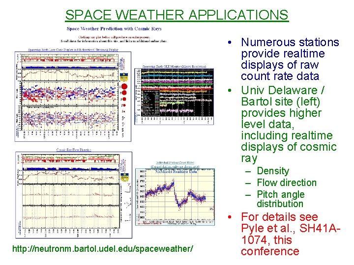 SPACE WEATHER APPLICATIONS • Numerous stations provide realtime displays of raw count rate data