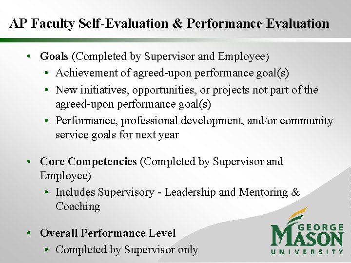 AP Faculty Self-Evaluation & Performance Evaluation • Goals (Completed by Supervisor and Employee) •